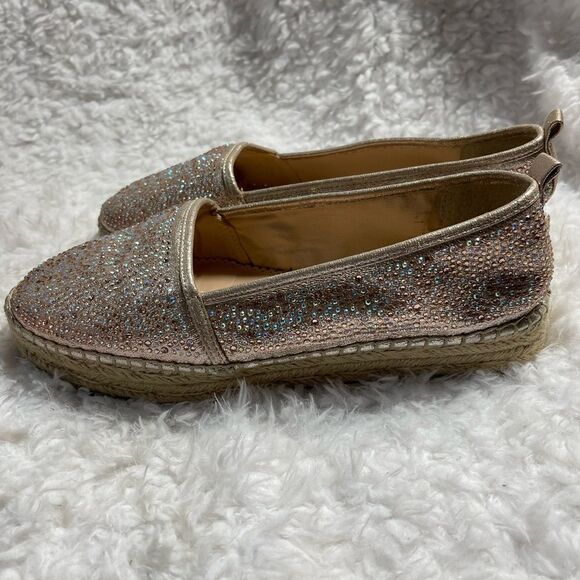 INC International concept gold glitter Espadrilles round toe slip on size 9.5 - Picture 1 of 9